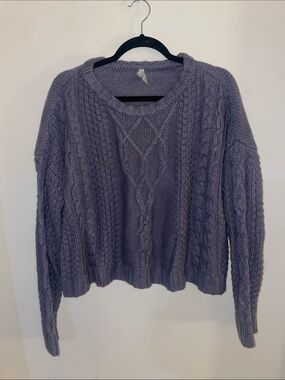 Mudd Lavender Cable Knit Crewneck Sweater